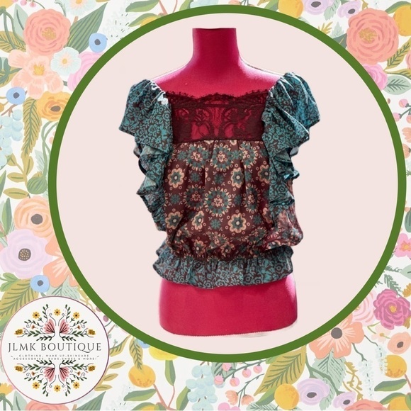 PORRIDGE BY ANTHROPOLOGIE GATHERED LACE BLOUSE - Picture 2 of 6